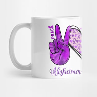 Peace Love Cure Alzheimer Awareness Purple Rainbow Mug